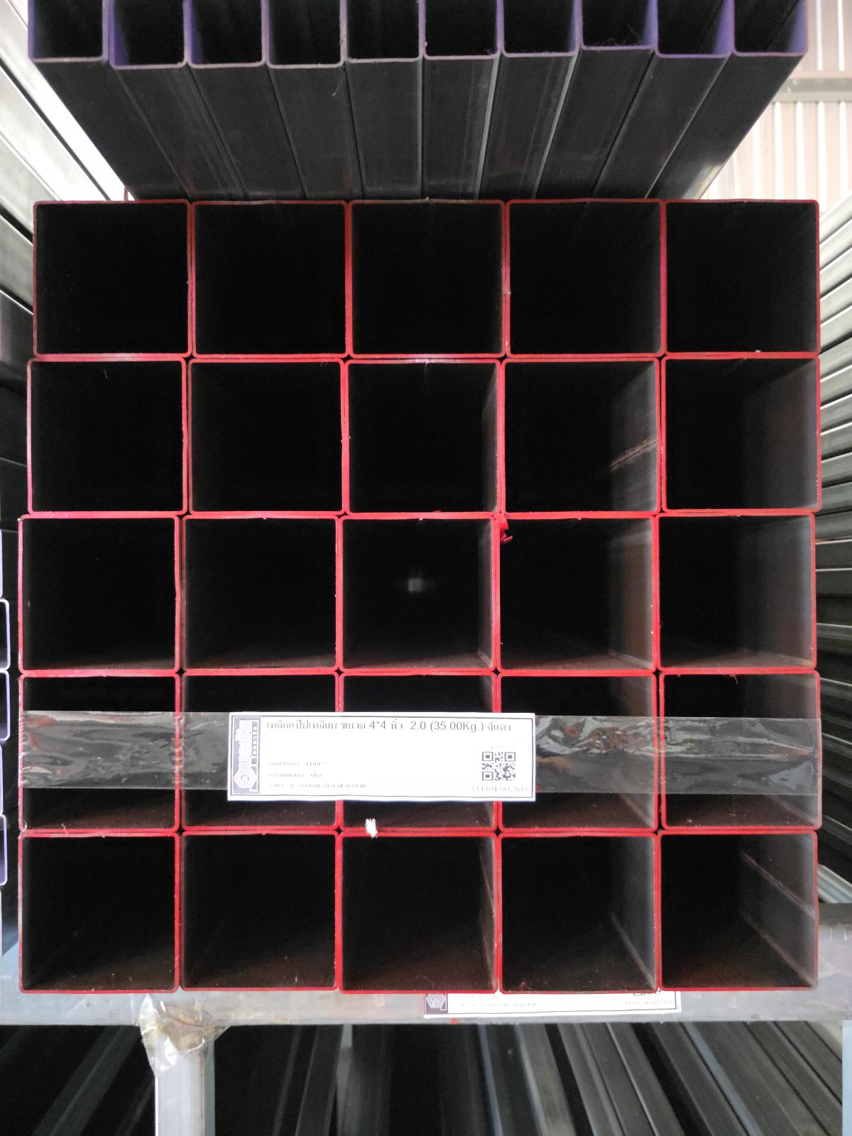 เหล็กแป๊ปเหลี่ยม ขนาด 4*4 นิ้ว  2.0 (35.00Kg.) สีแดง