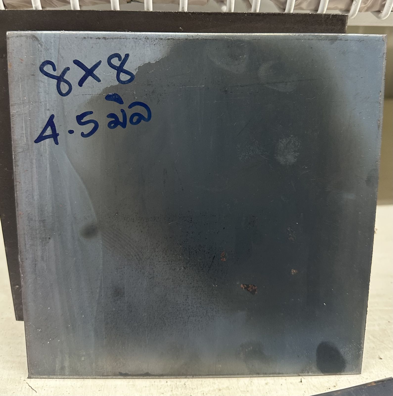 เหล็กเพลทหัวเสา 8" * 8" (4.5 มิล)  สีน้ำเงิน