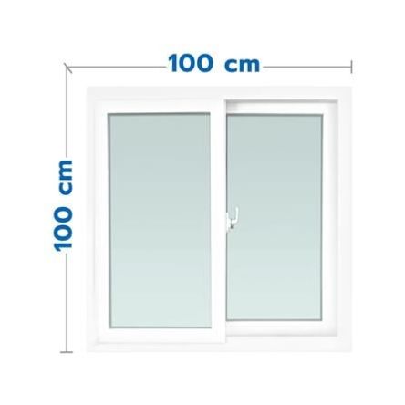 หน้าต่าง อลูมิเนียม 2 ช่อง Window Asia สีขาว บานเลื่อน ไม่มุ้ง 100*100 ECO