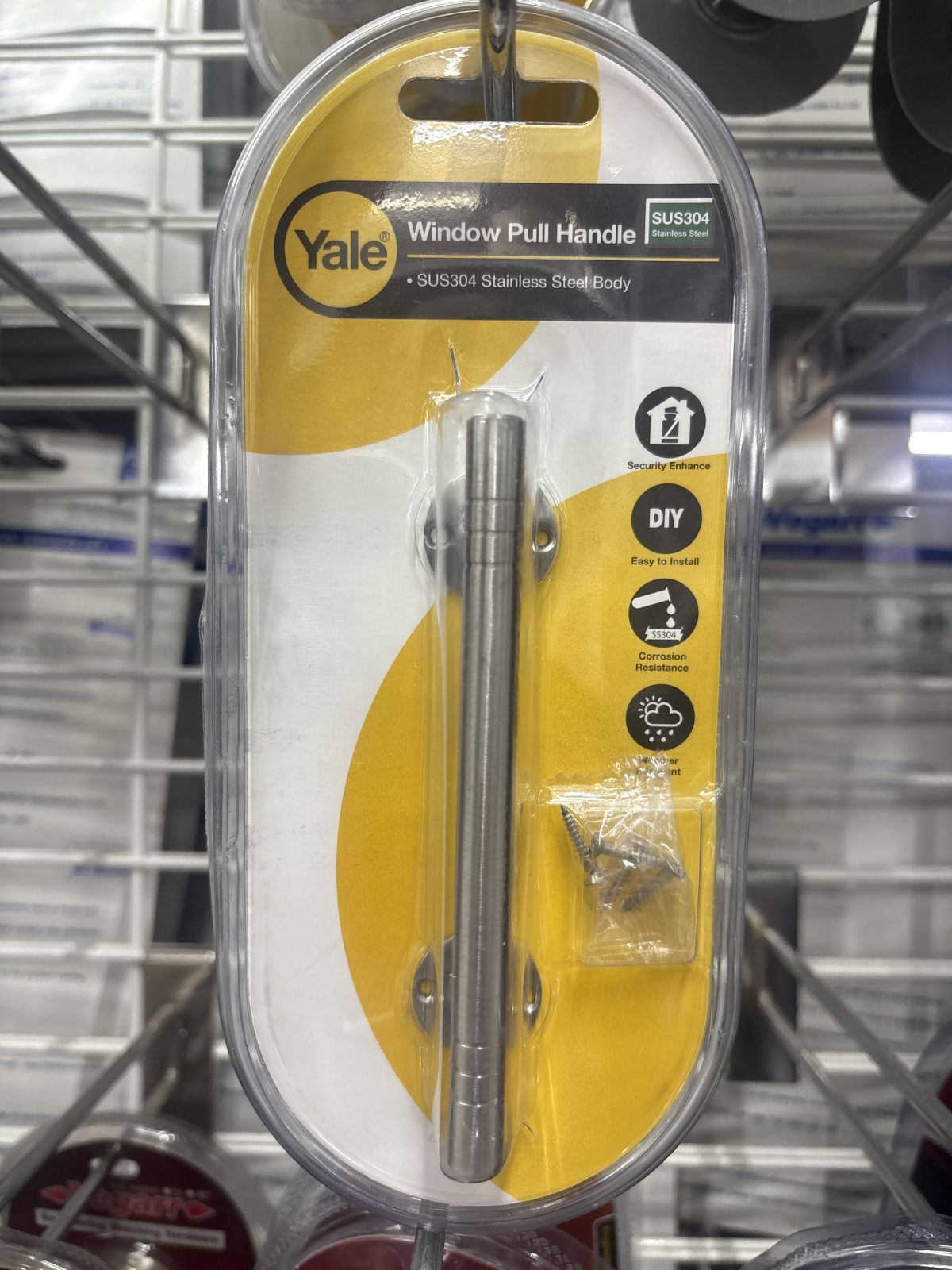 มือจับหน้าต่าง Yale แสตนเลสสไตล์โมเดิร์น 120มม. WPM902120SSP1