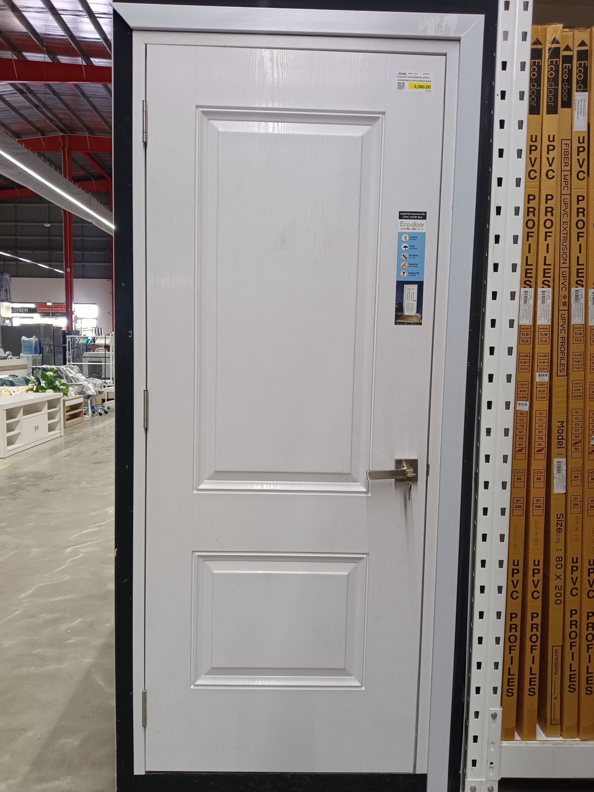 ประตู UPVC ECO-DOOR รุ่น UPVC 2 ขนาด 80*200 ซม. สีขาว (ภายใน/ภายนอก)