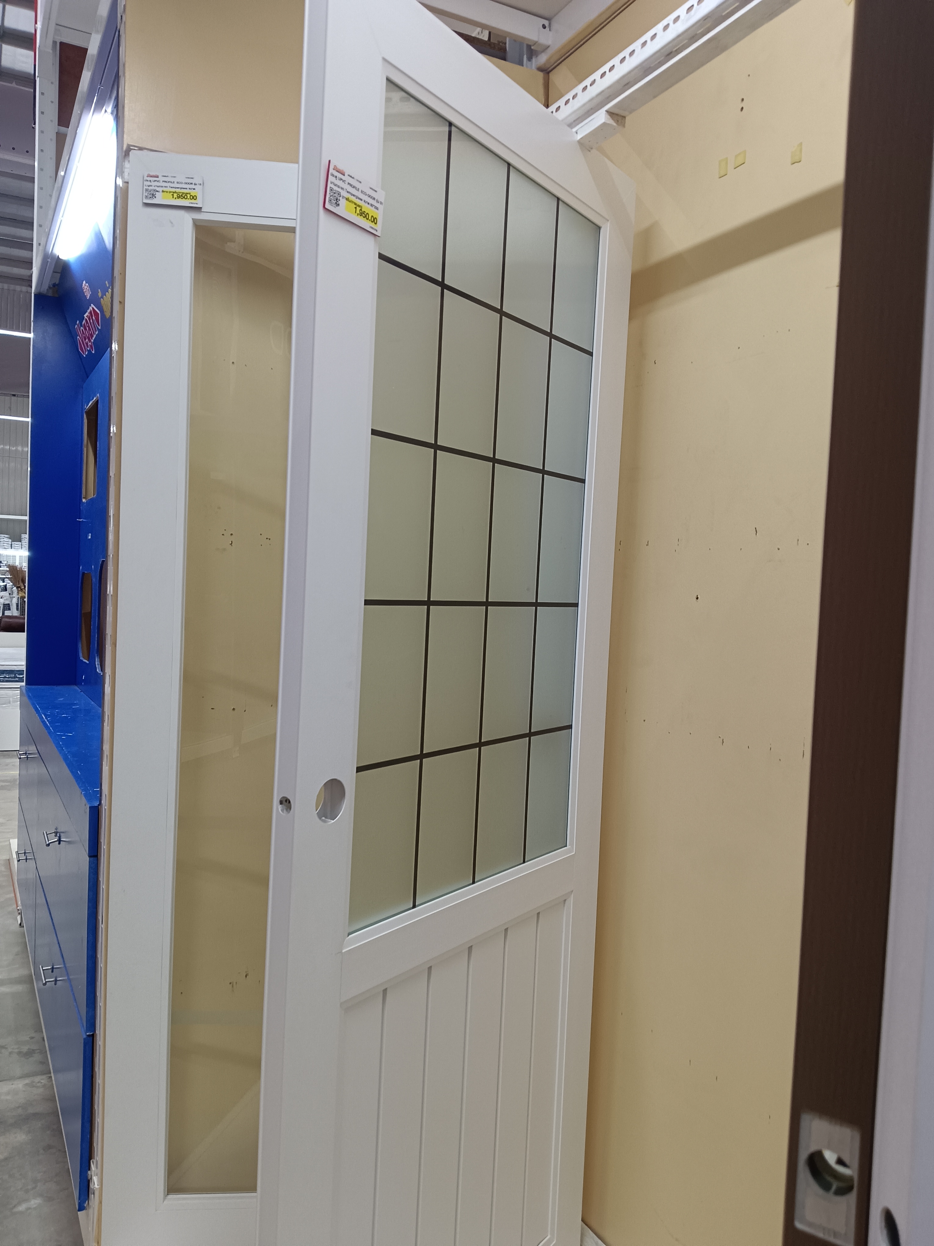 ประตู UPVC PROFILE ECO-DOOR รุ่น S1 บานกระจก Temperglass ขนาด 80*200 ซม. สีขาว (ภายใน/ภายนอก)