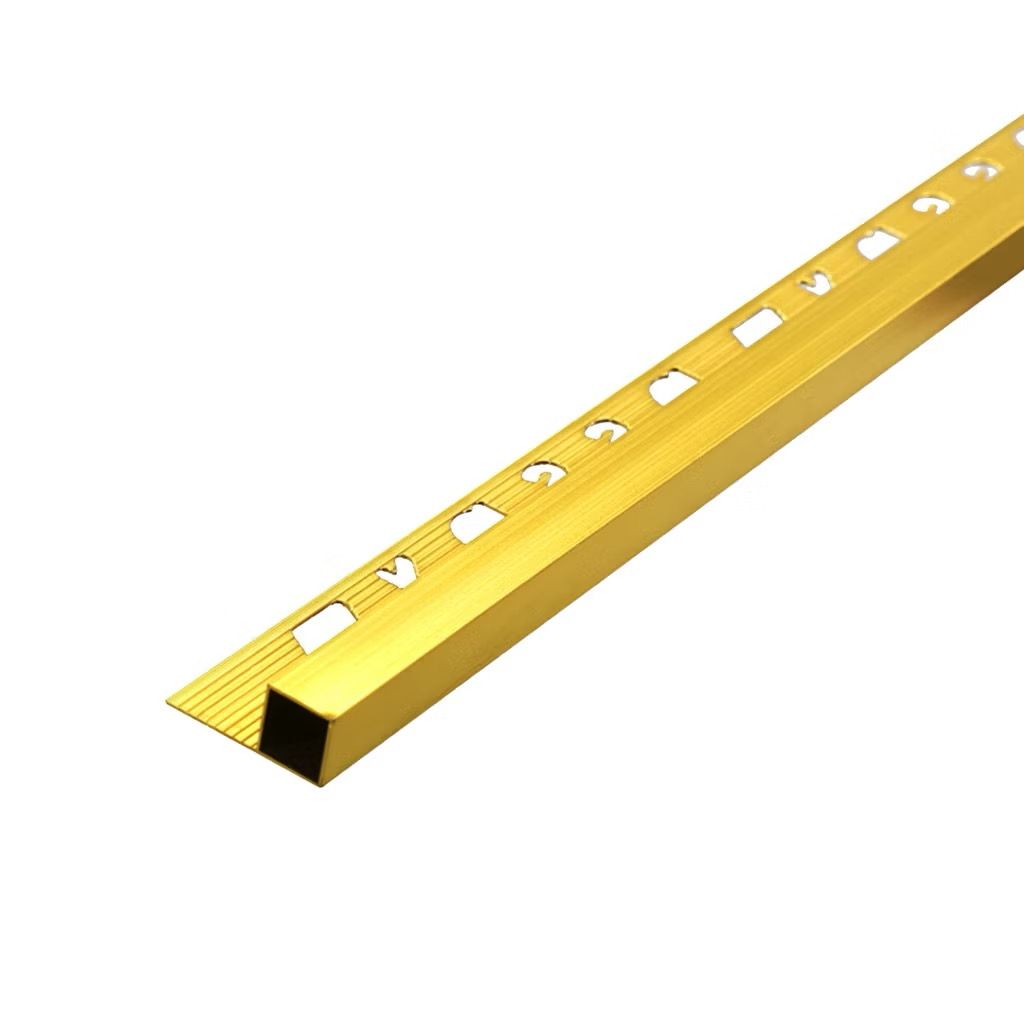 คิ้วกระเบื้อง อลูมิเนียม แบบเหลี่ยม สีทองเงา 13 มิล MS13-05