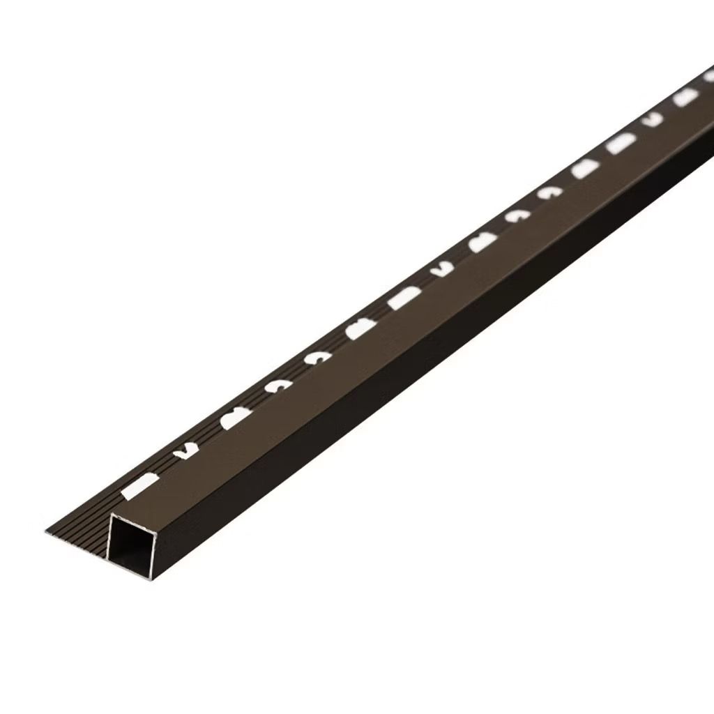 คิ้วกระเบื้อง อลูมิเนียม แบบเหลี่ยม สีน้ำตาลเงา 13 มิล MS13-03