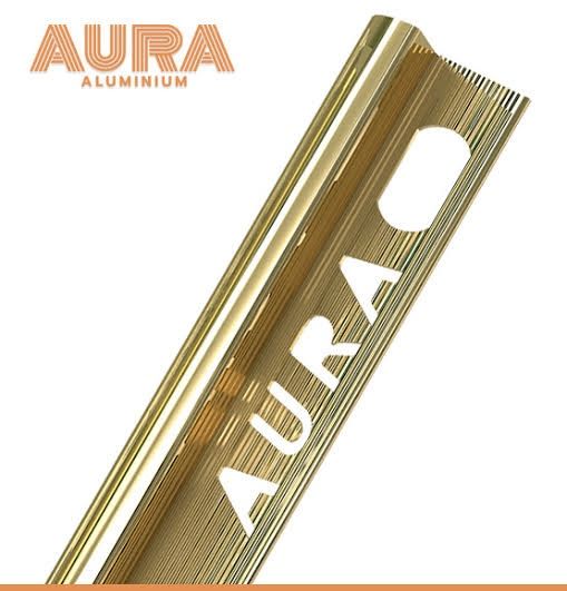 คิ้วกระเบื้อง อลูมิเนียม แบบโค้ง สีทองเงา 13 มิล MR13-05