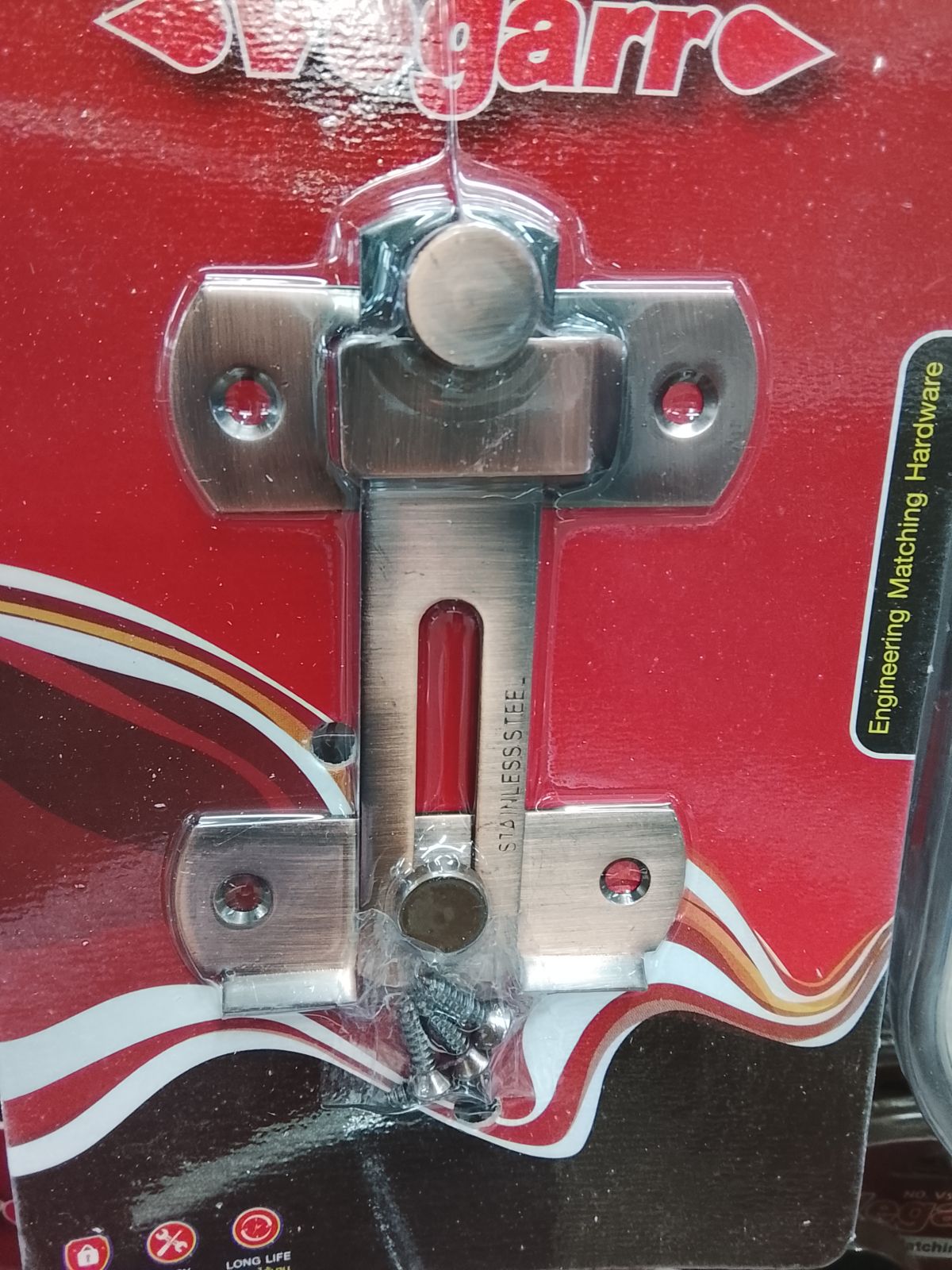 กลอนสับห้องน้ำสแตนเลสรมดำ 4" V411AC  วีก้า