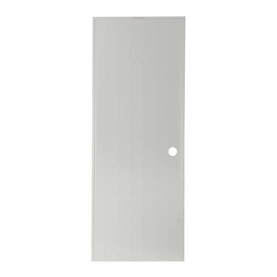 ประตูู UPVC (WT) พร้อมวงกบ 70*180 รุ่น RW-501 สีเทา บานเรียบ (เจาะ)