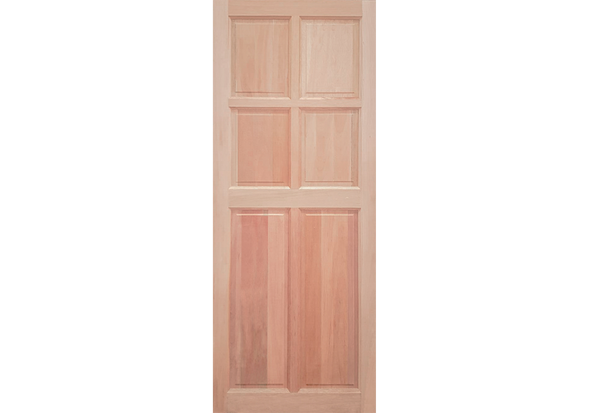 ประตูไม้จริงสยาแดง KP662  6ฟักขอบ4"  80*200 (ก.ภัทร)