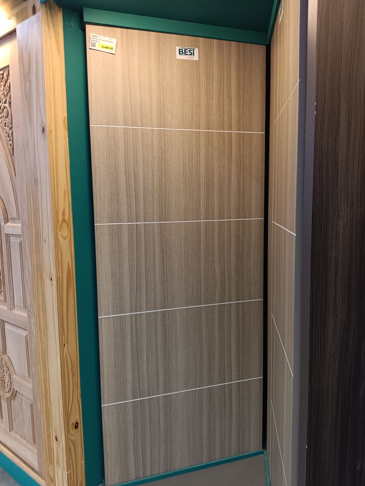 ประตูเมลามิน V08-GM02 สีน้ำตาลอ่อน"  80*200 (BEST)