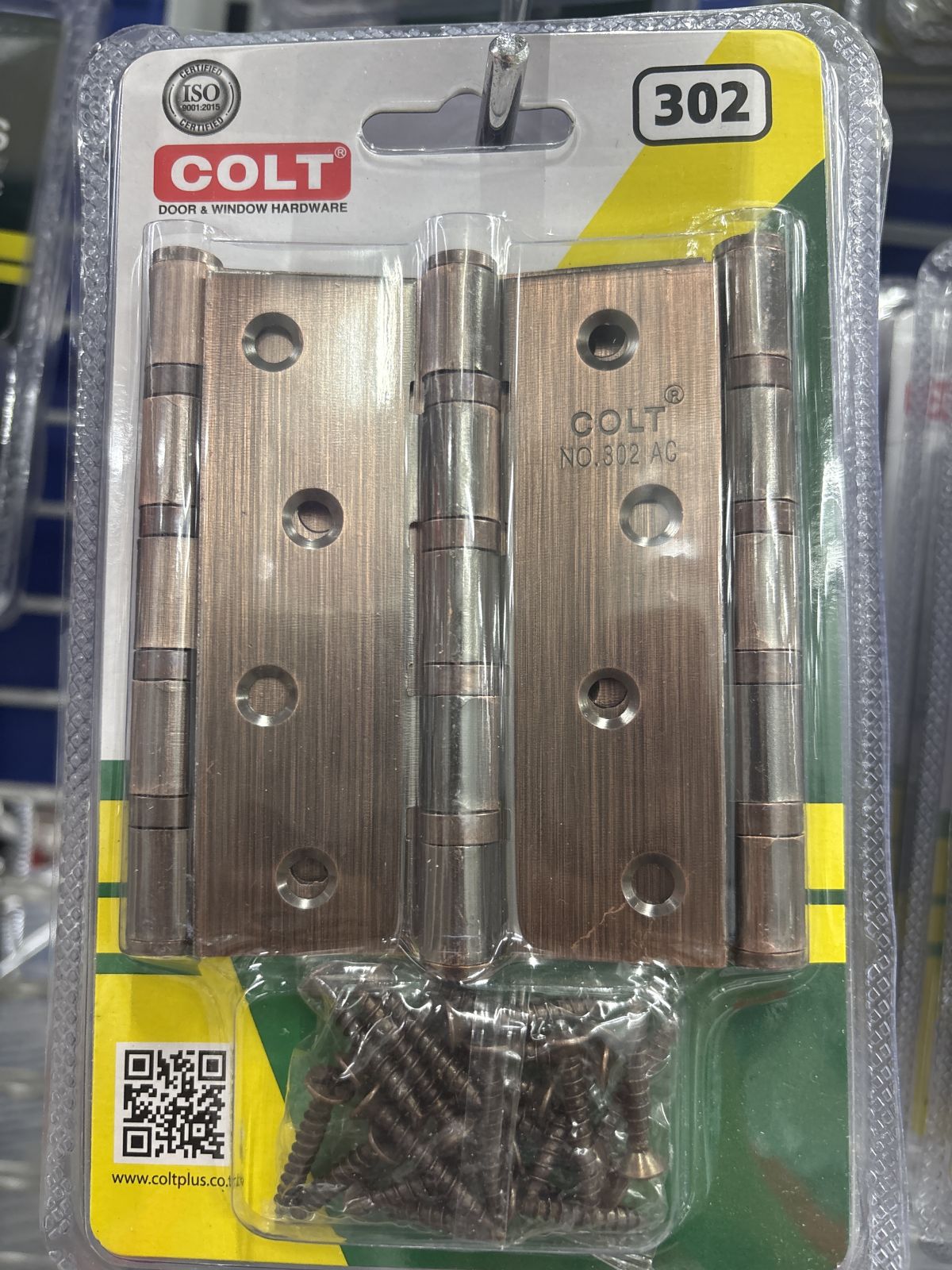 บานพับ รุ่น 302 4"*3"*2.0 มม. AC (3อัน/ชุด) COLT LITE