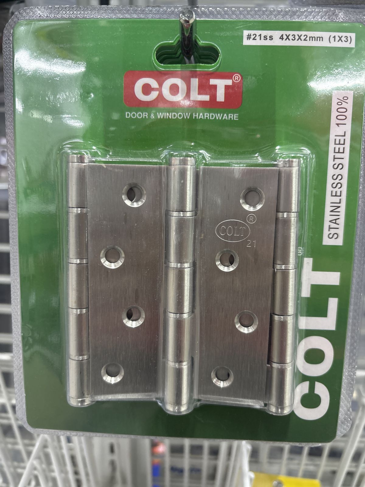 บานพับสแตนเลส รุ่น 21 4"*3" หนา 2 มม. SS (3อัน/แผง) COLT