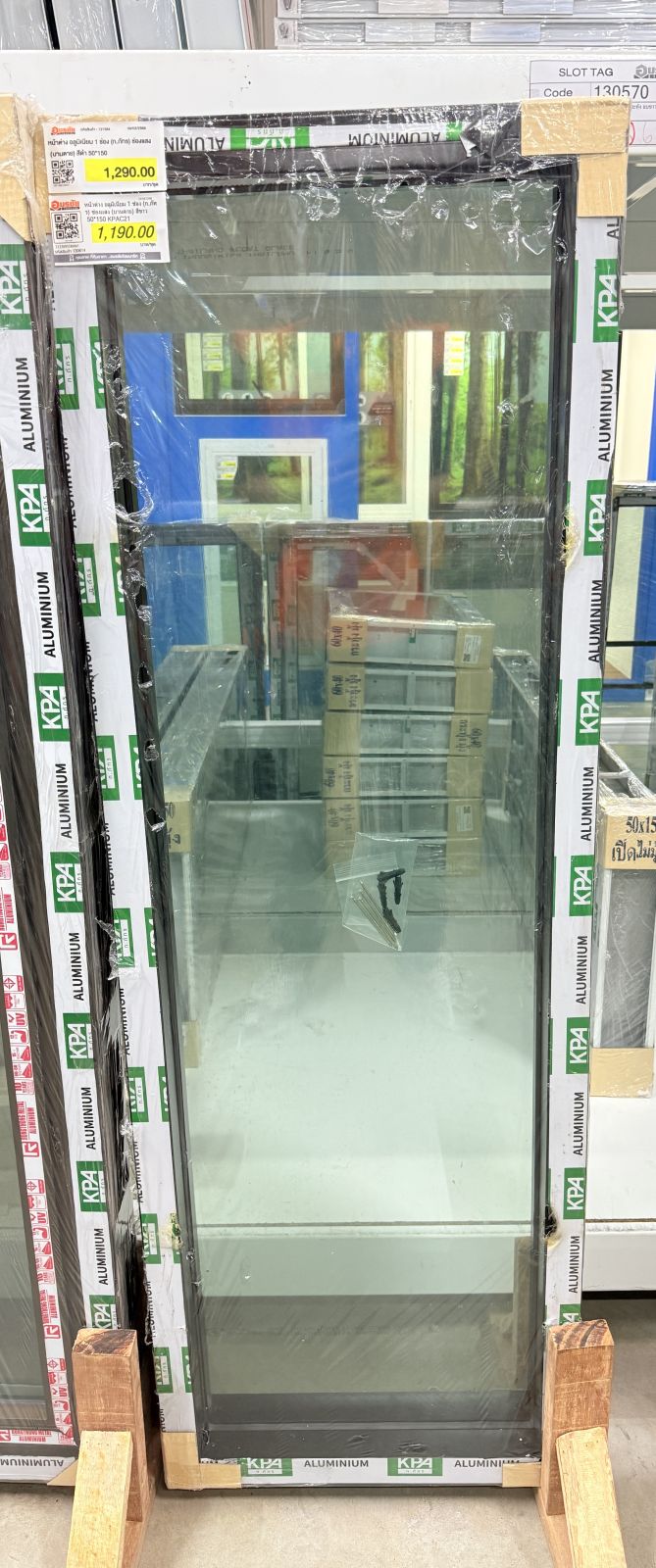 หน้าต่าง อลูมิเนียม 1 ช่อง (ก.ภัทร) ช่องแสง (บานตาย) สีดำ 50*150