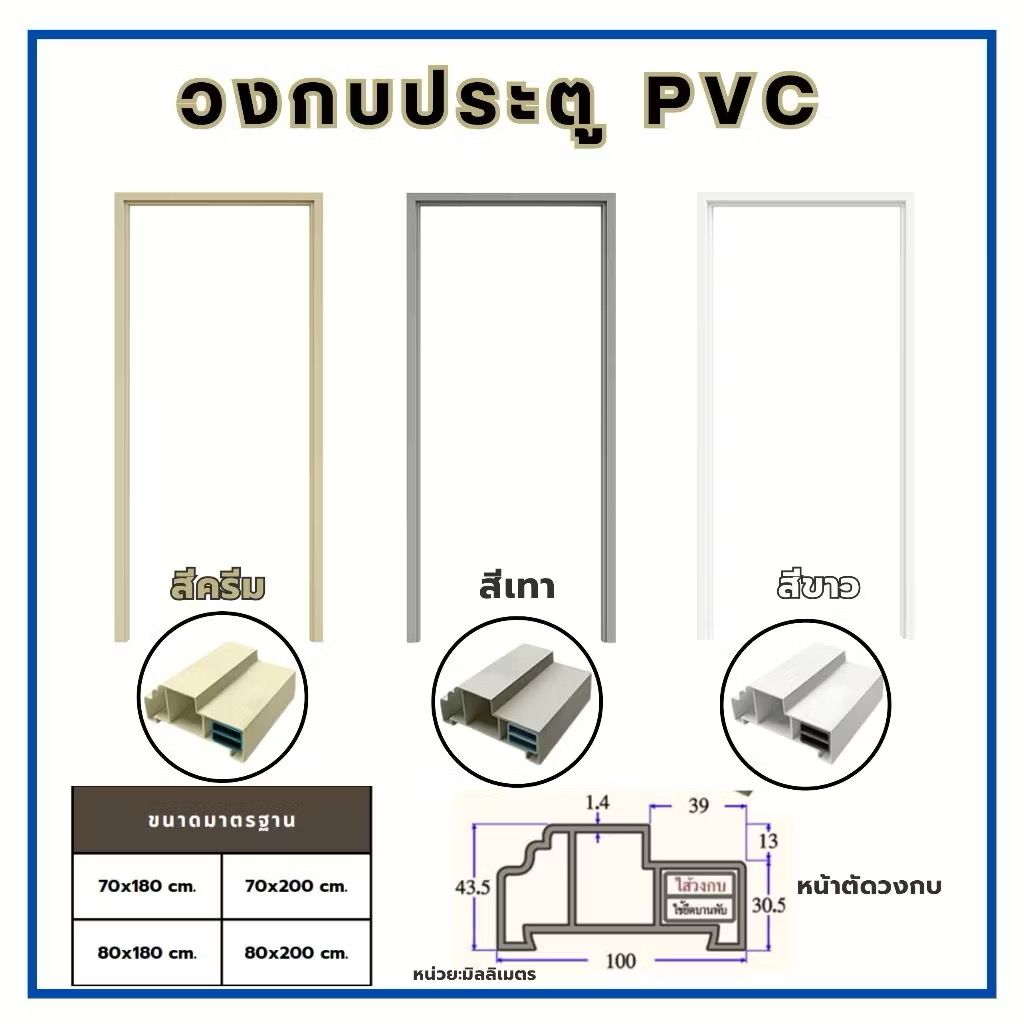 วงกบ PVC Lynn สีเทา 70*180