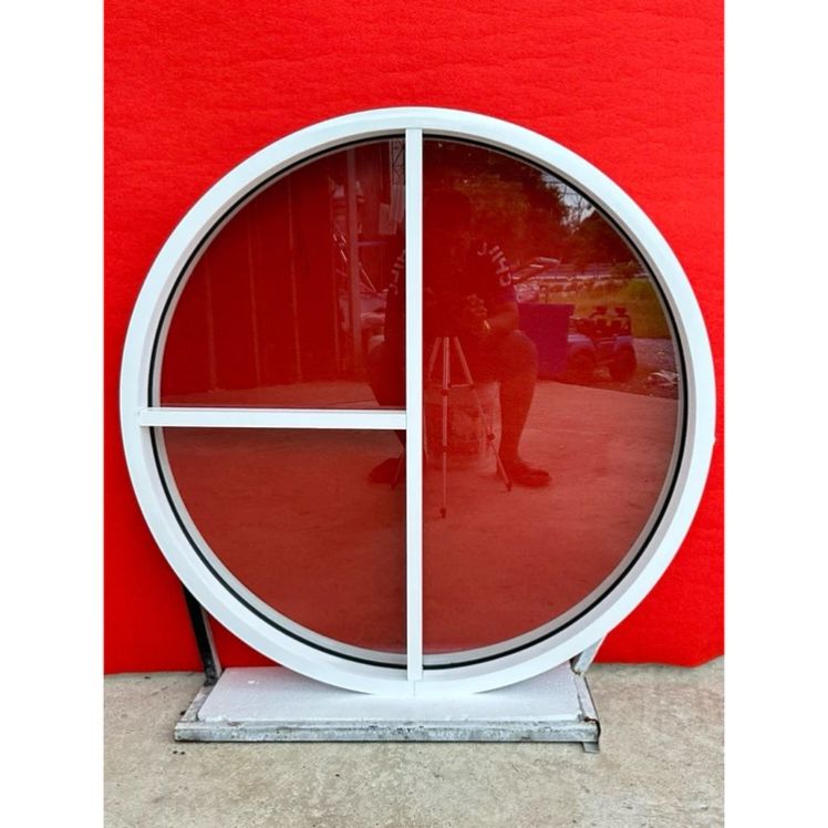 หน้าต่างอลูมิเนี่ยม บานเปิดวงกลม 2ฟัก D100 สีขาว (ก.ภัทร)