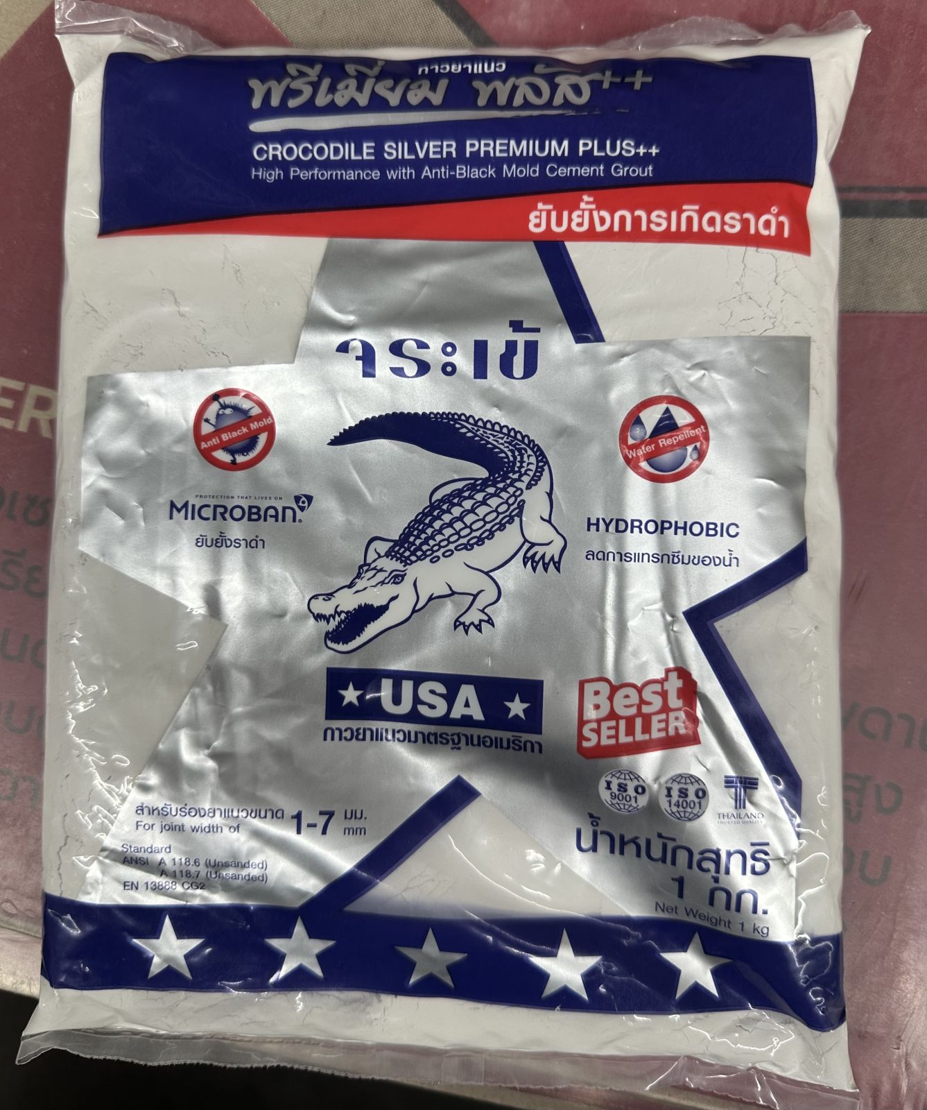 ยาแนวจระเข้ พรีเมี่ยมพลัส สีเทาประการัง