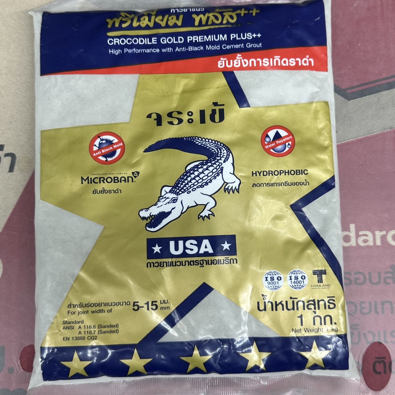 ยาแนวจระเข้ พรีเมี่ยมพลัส ทอง สีเทาธรรมชาติ