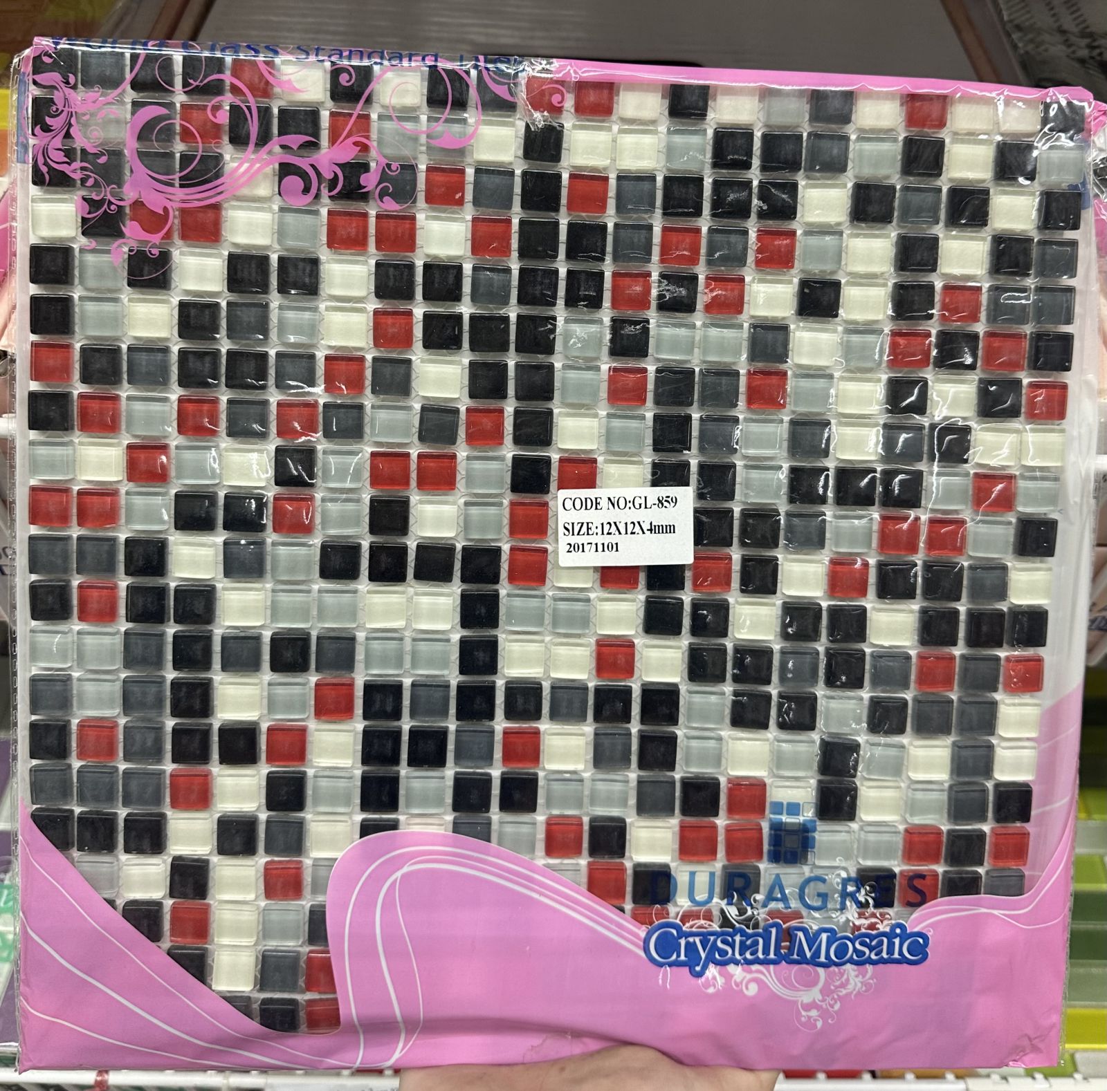 กระเบื้องเซรามิคโมเสด 12*12 GL-859 เรด แบล็ค  DURAGRES