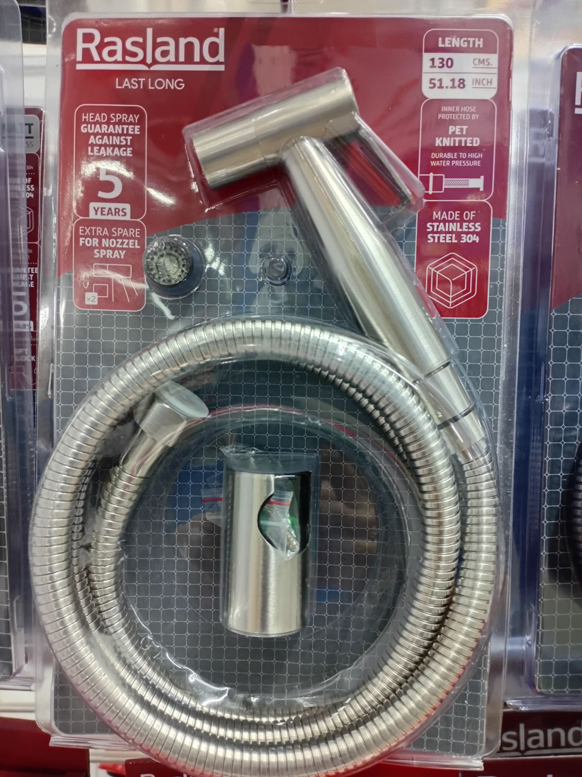 ชุดสายฉีดชำระ พร้อมสายและขอแขวน (ครบชุด) สแตนเลส Rasland RA KP19