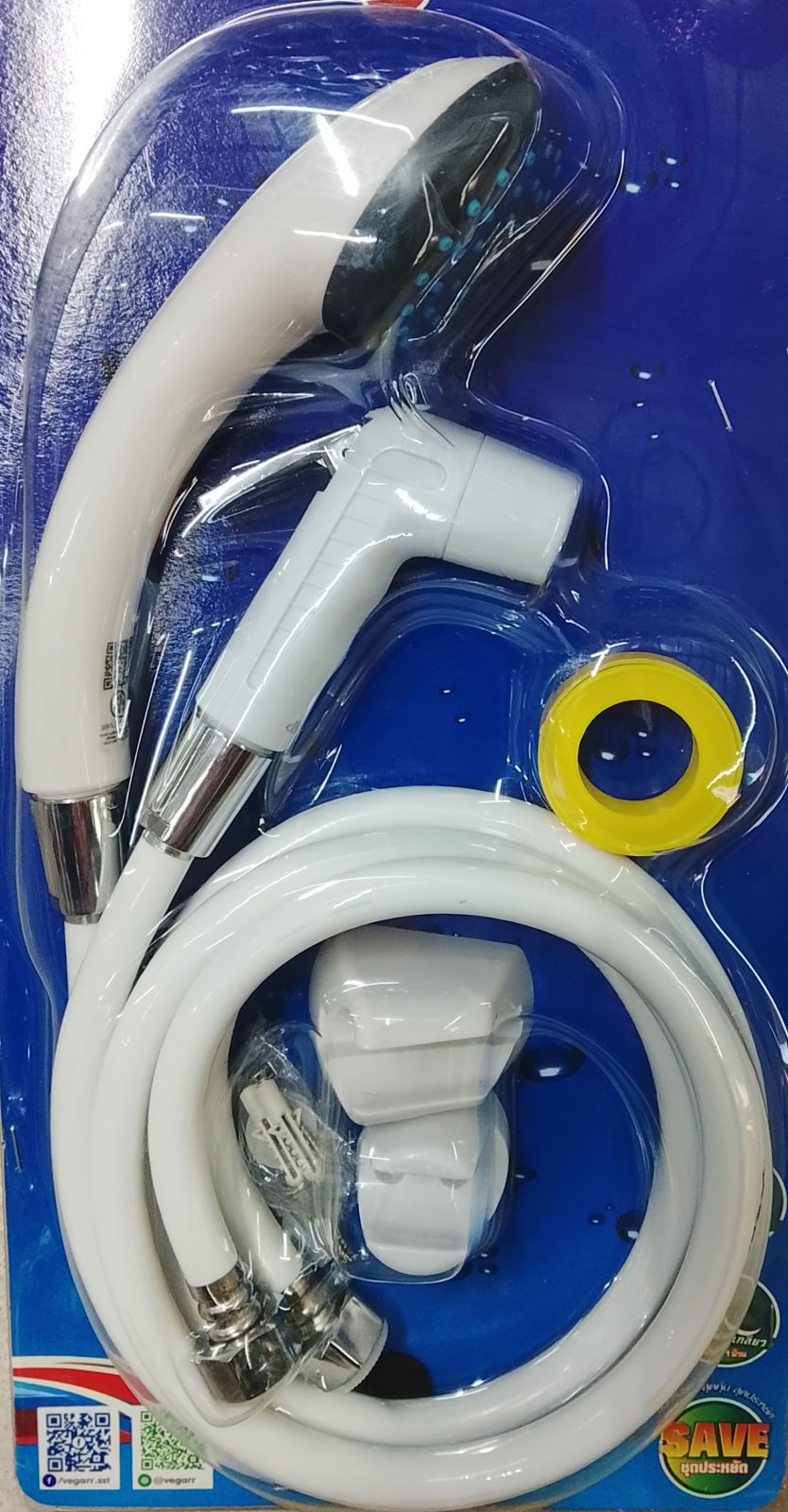 ชุดฝักบัวอาบน้ำครบชุด สีขาว+สายชำระสีขาว วีก้า S-VK2083 EO