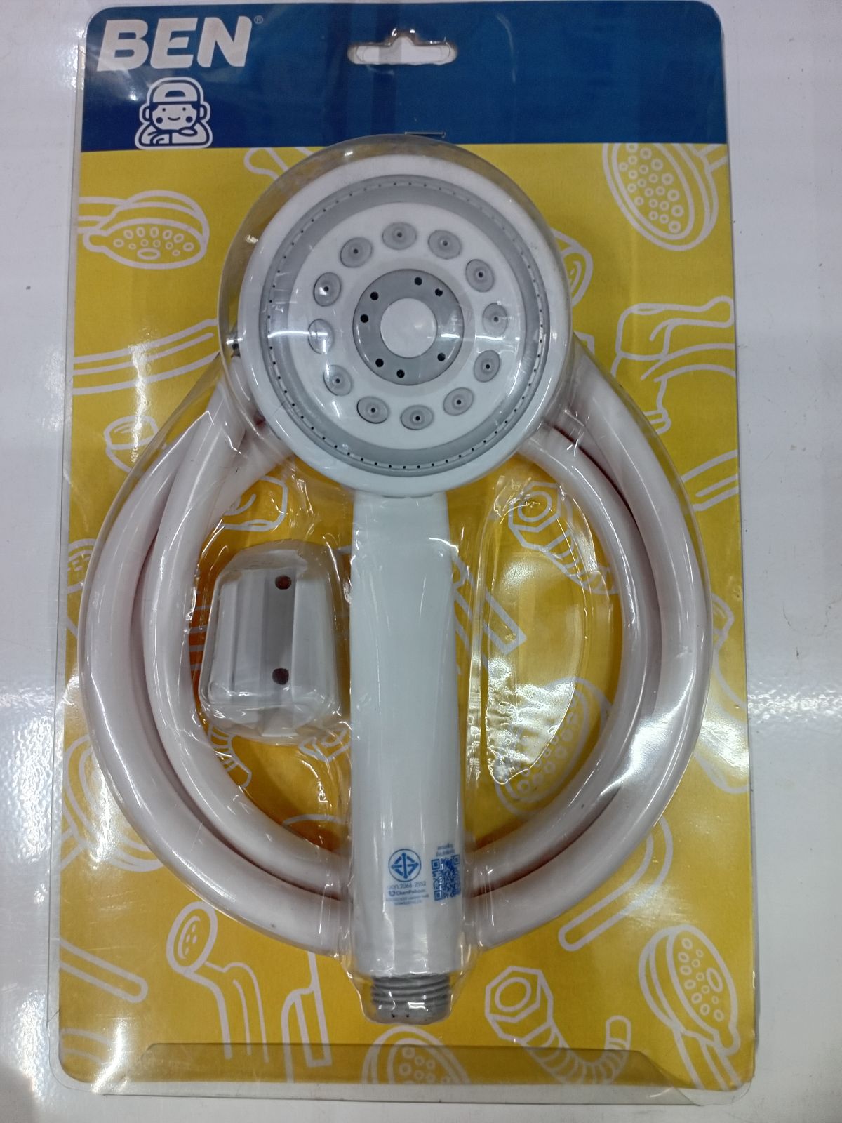 (CL)ชุดฝักบัวมือขาวWASURI ครบชุดพร้อมสาย/ขอแขวน พลาสติก ABS BEN BN WS0777