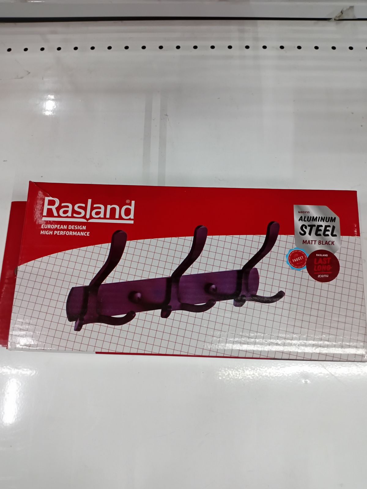 ขอแขวนผ้าสแตนเลส 3 ขอ Rasland รุ่น RA 1234-BLACK สีดำ
