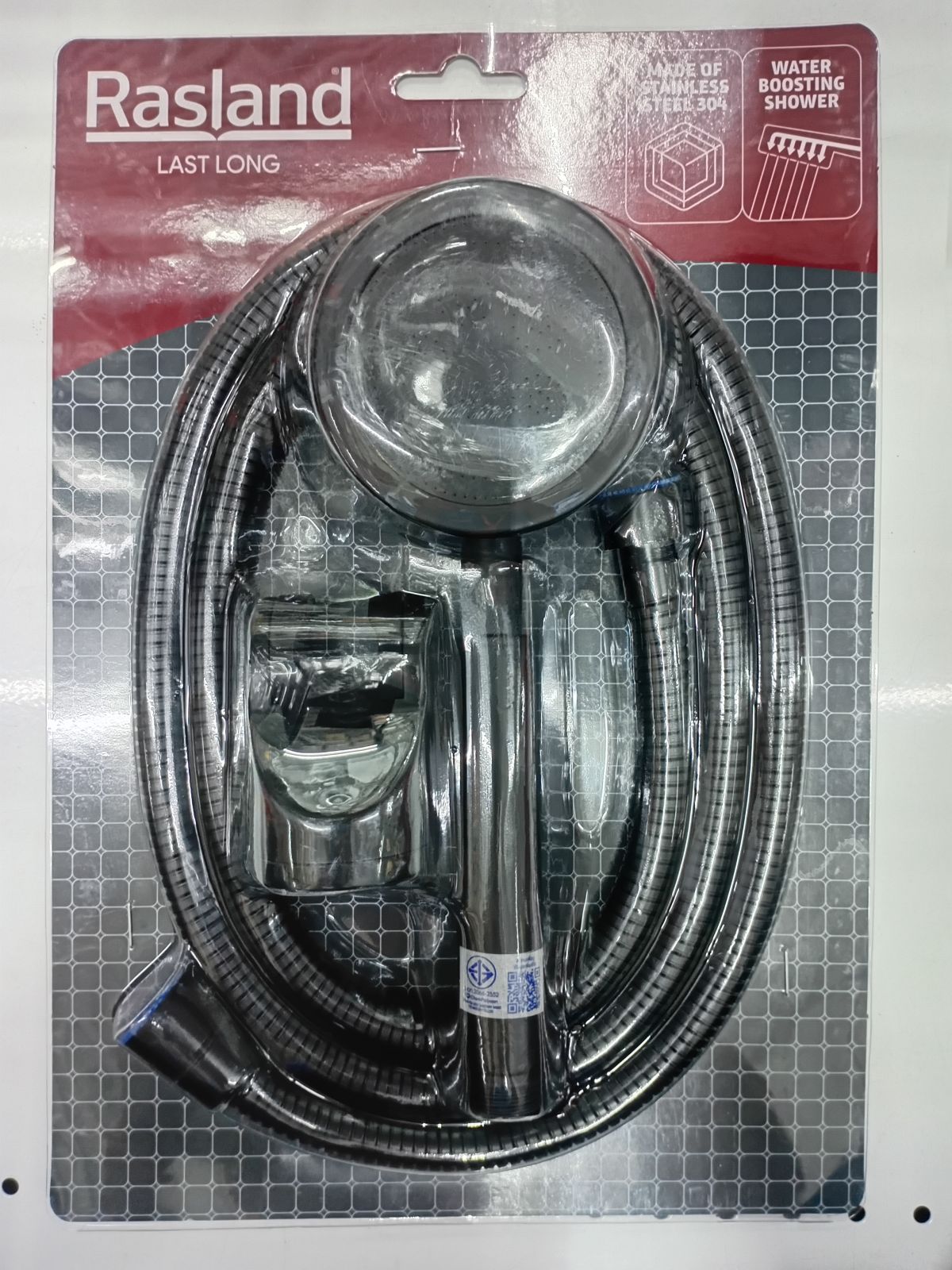 (CL)ฝักบัวมือสแตนเลสพร้อมสายและขอแขวน MATT BLACK  RASLAND  BK-D411-DBK