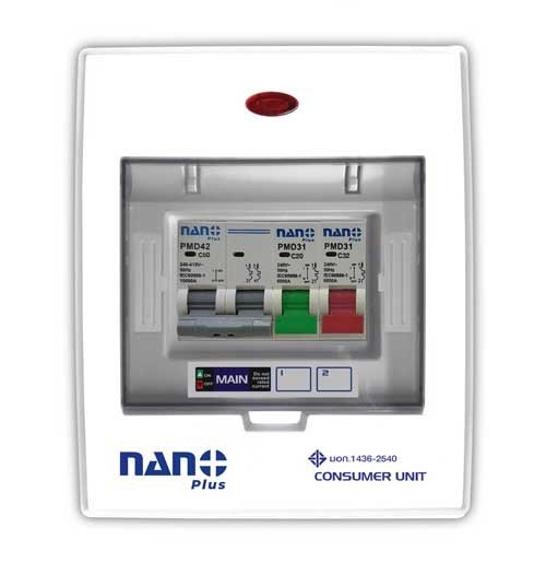 ตู้คอนซูเมอร์ยูนิต NANO เมน+2 ช่อง(พร้อม MCB 50A) NNP-CM50B-02