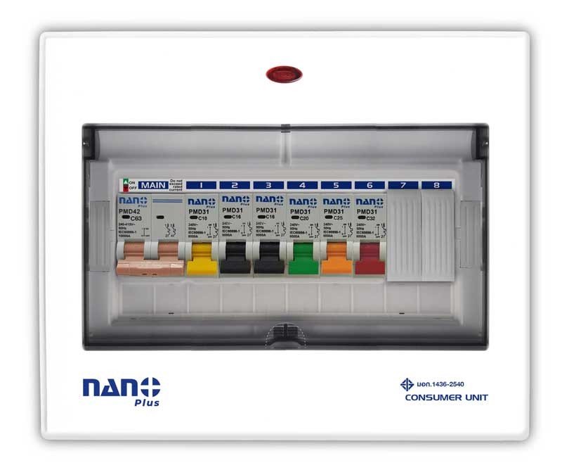 ตู้คอนซูเมอร์ยูนิต NANO เมน+8 ช่อง(พร้อม MCB 63A) NNP-CM63B-08