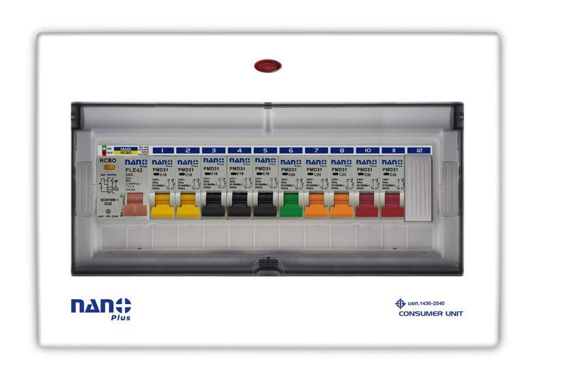 ตู้คอนซูเมอร์ยูนิต NANO  กันดูด เมน+11 ช่อง(พร้อม RCBO 63A) NNP-CR63B-11