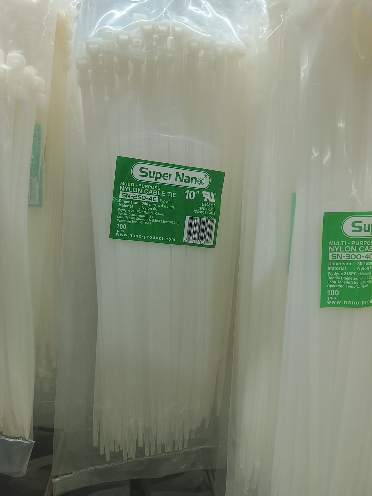 SN-250-4C  เคเบิ้ลไทร์ NANO สีขาว 10 นิ้ว (100/ถุง)