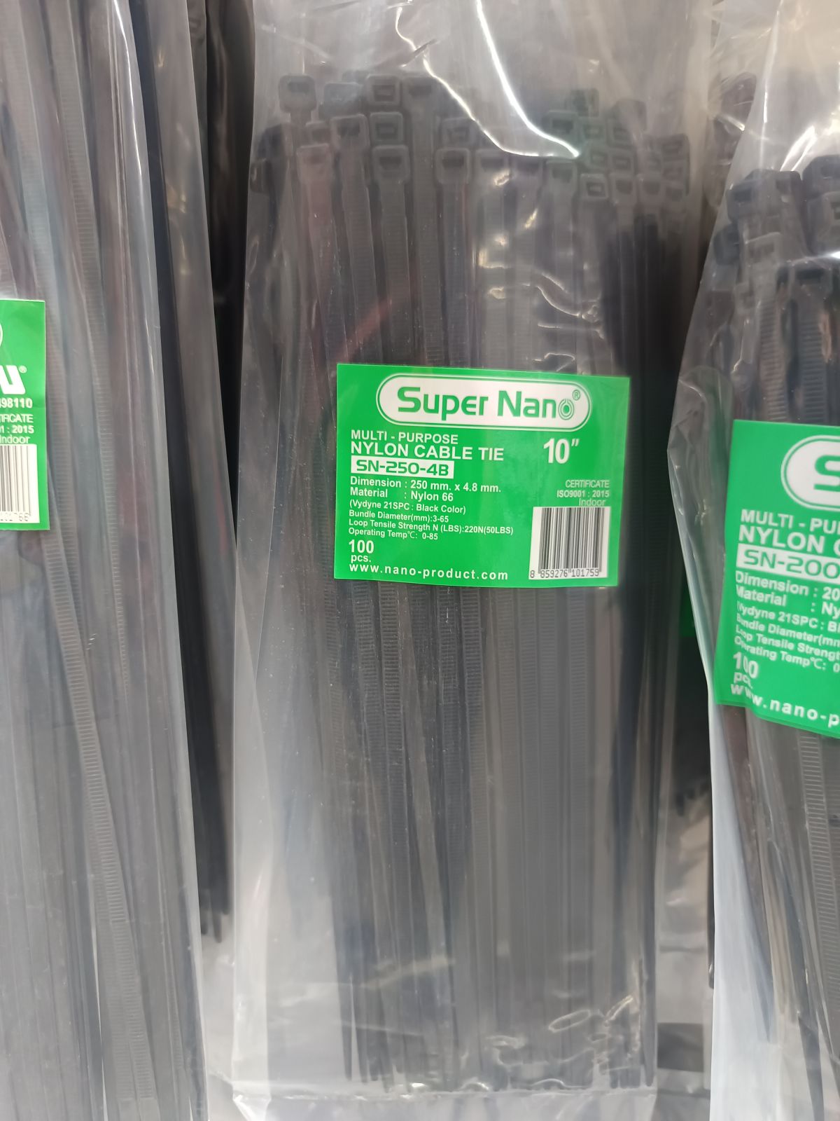 SN-250-4B  เคเบิ้ลไทร์ NANO สีดำ 10 นิ้ว (100/ถุง)