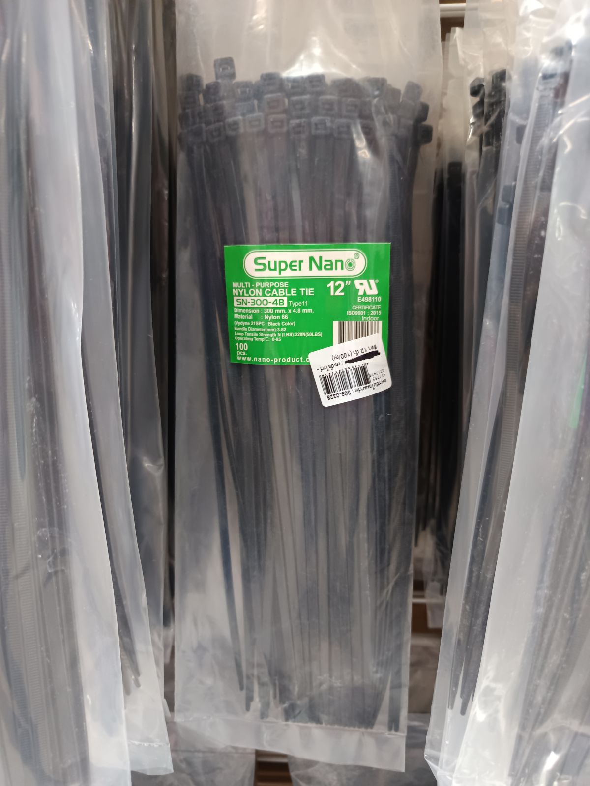 SN-300-4B  เคเบิ้ลไทร์ NANO สีดำ 12 นิ้ว (100/ถุง)