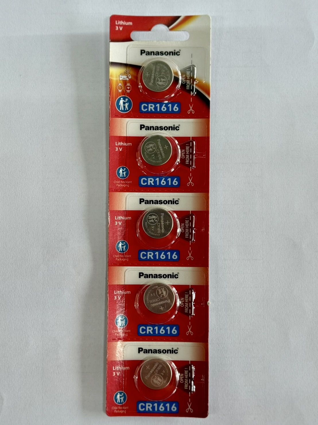 ถ่านลิเธียม 3V Panasonic รุ่น LITHIUM BUTTON  (แพ็ค 5 ก้อน) 16*1.6 มม CR-1616/5BE