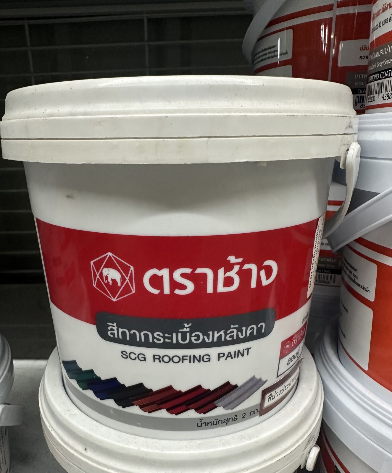 สีทากระเบื่องหลังคา สีม่วงประกายมุก ช้าง