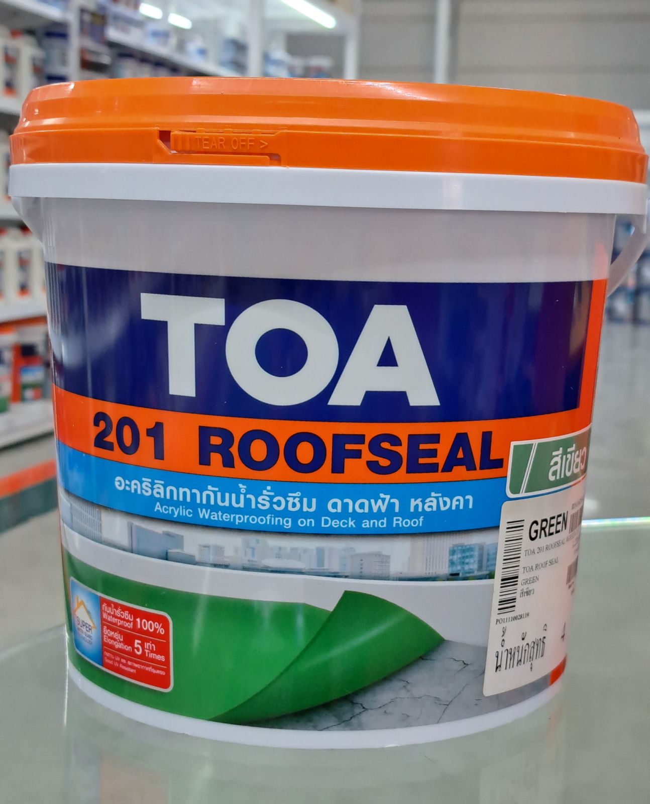 ทีโอเอ รูฟซีล อะครีลิคทากันซึมหลังคาดาดฟ้า 1 กล. สีเขียว
