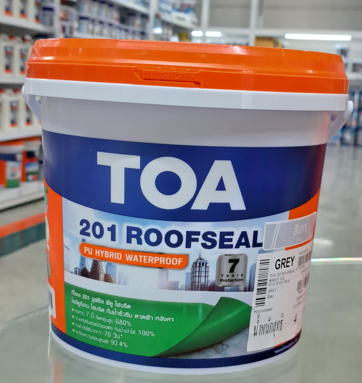 ทีโอเอ รูฟซีล อะครีลิคทากันซึมหลังคาดาดฟ้า 1 กล. สีเทา