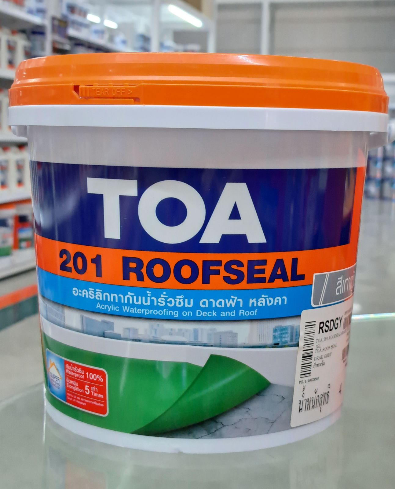 ทีโอเอ รูฟซีล อะครีลิคทากันซึมหลังคาดาดฟ้า 1 กล. สีเทาเข้ม