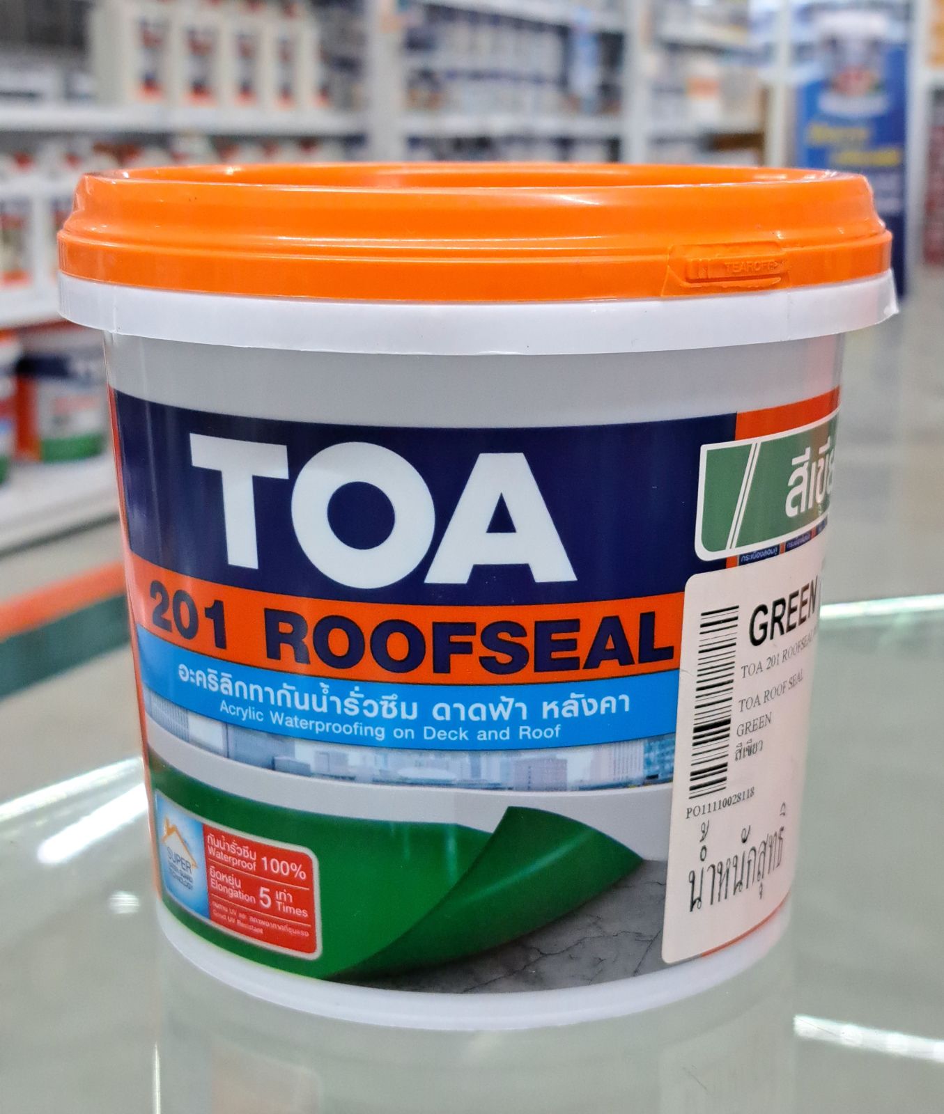ทีโอเอ รูฟซีล อะครีลิคทากันซึมหลังคาดาดฟ้า 1/4 กล. สีเขียว