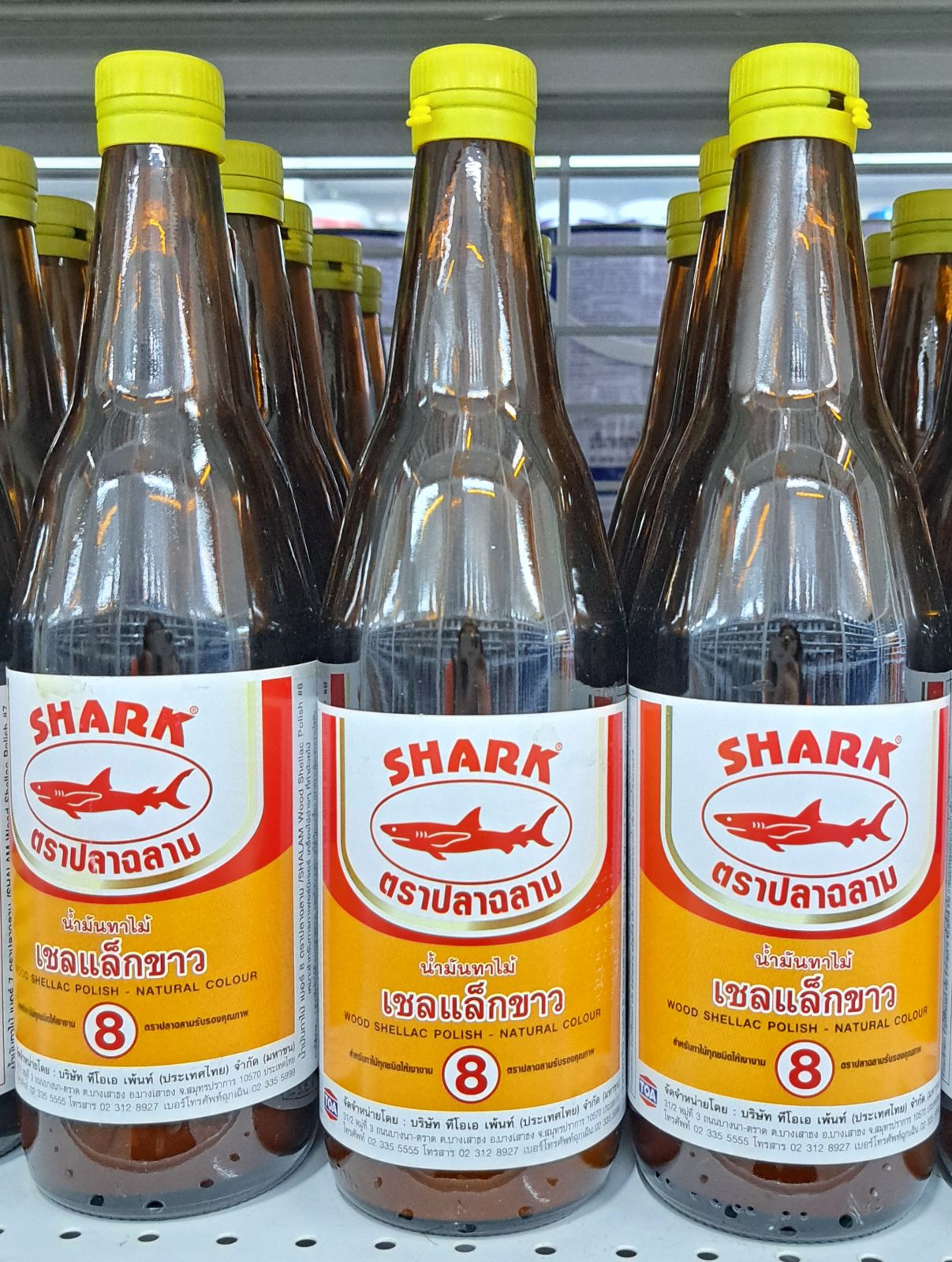 น้ำมันทาไม้ ปลาฉลาม สีเชลแล็กขาว 1 ขวดใหญ่#8 TOA