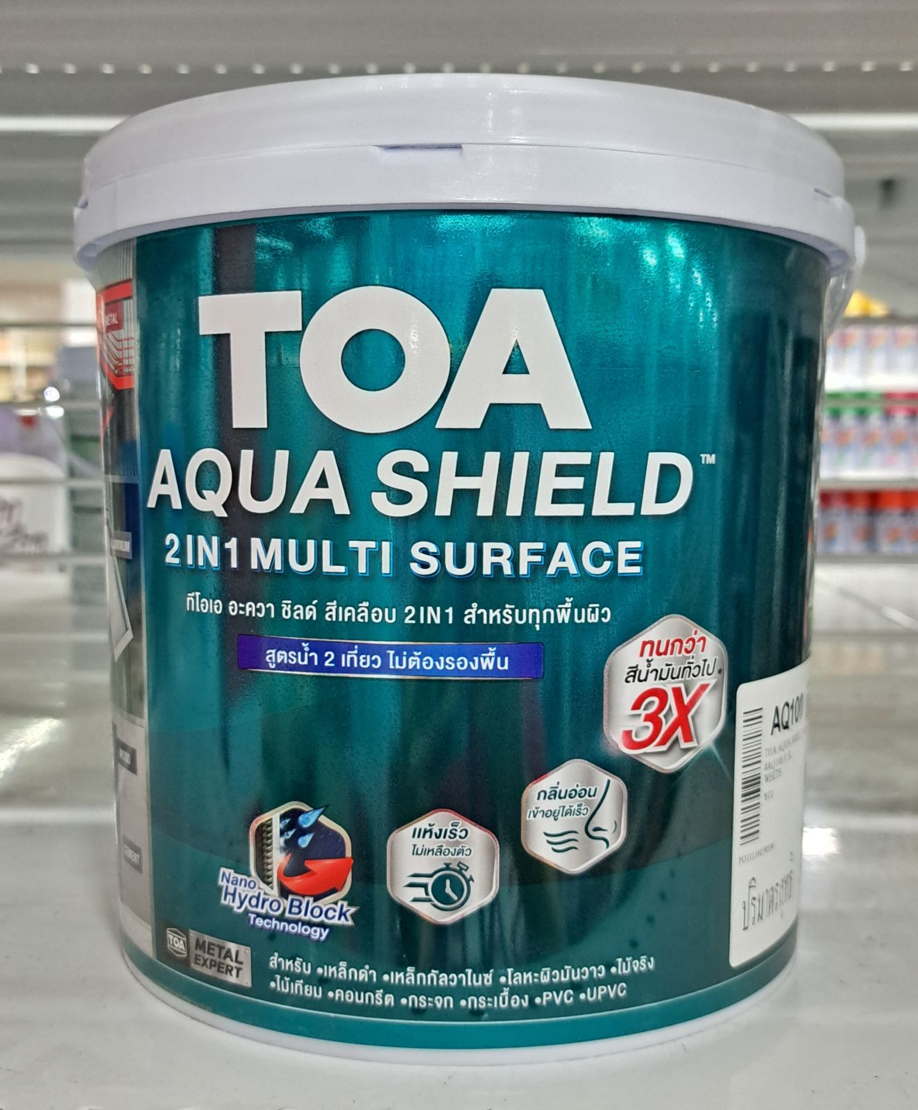 สีเคลือบเงาสูตรน้ำ อะควาชิลด์ TOA กึ่งเงา (1กล.) #AQ100