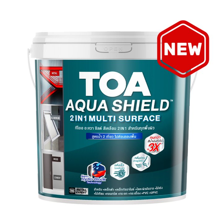 สีเคลือบเงาสูตรน้ำ อะควาชิลด์ TOA กึ่งเงา เบส A 1/4กล.
