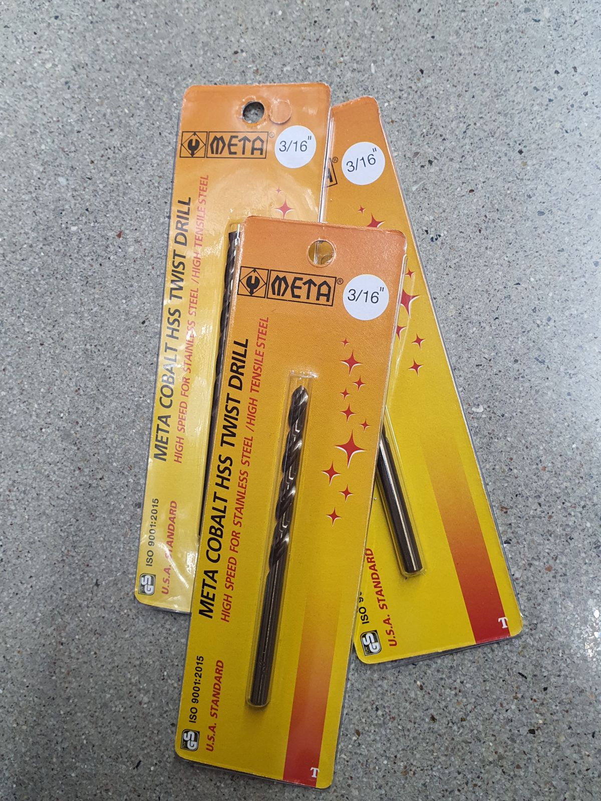 ดอกสว่านเจาะเหล็ก META สีทอง 3/16"