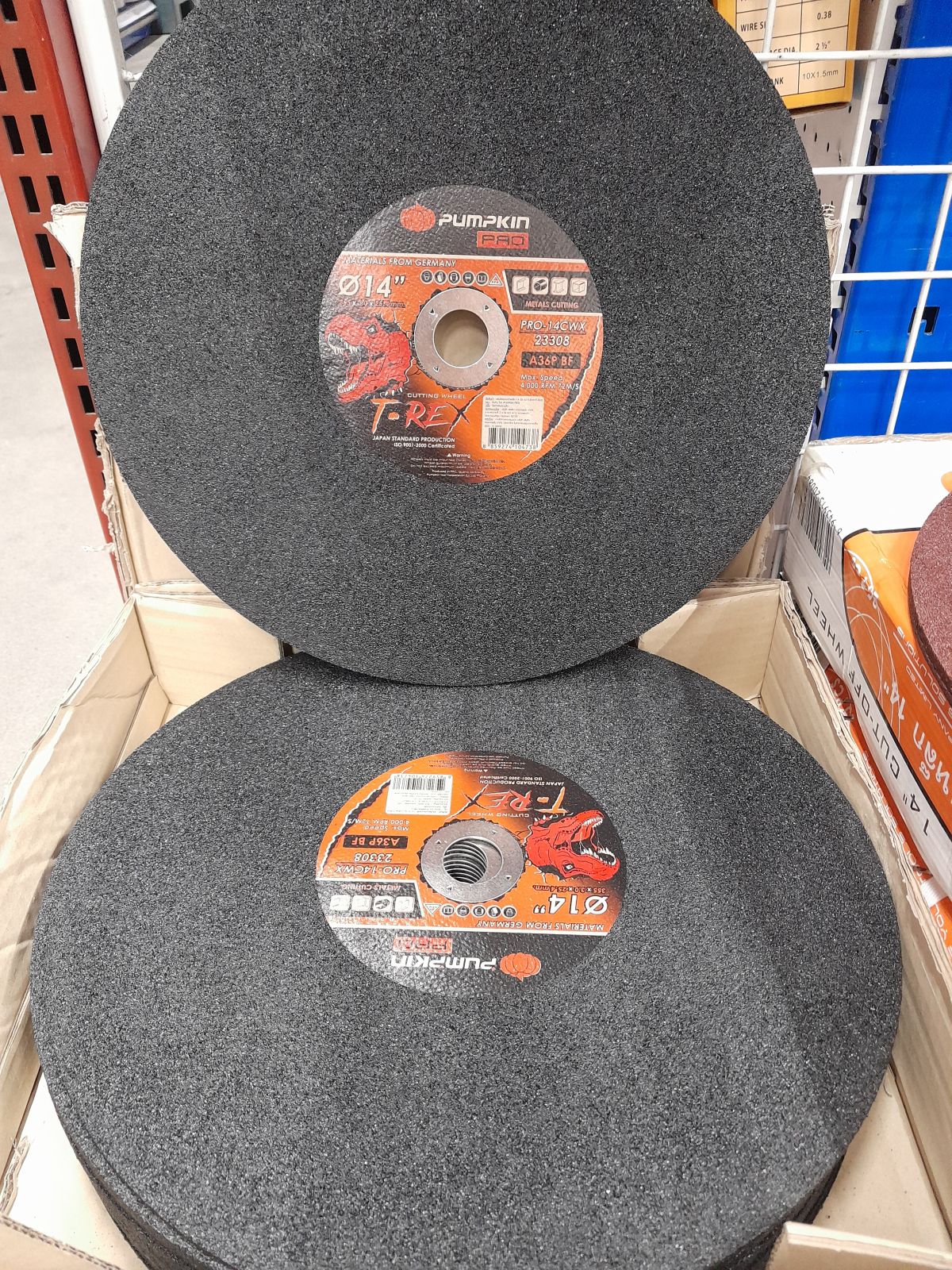 23308 แผ่นไฟเบอร์ตัดเหล็ก14" PUMPKINPRO Pro-14cwx14" RAP/T-REX 23308