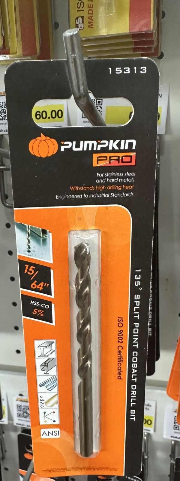 15313  ดอกสว่านเจาะเหล็ก โคบอลด์ 15/64" PUMPKIN  