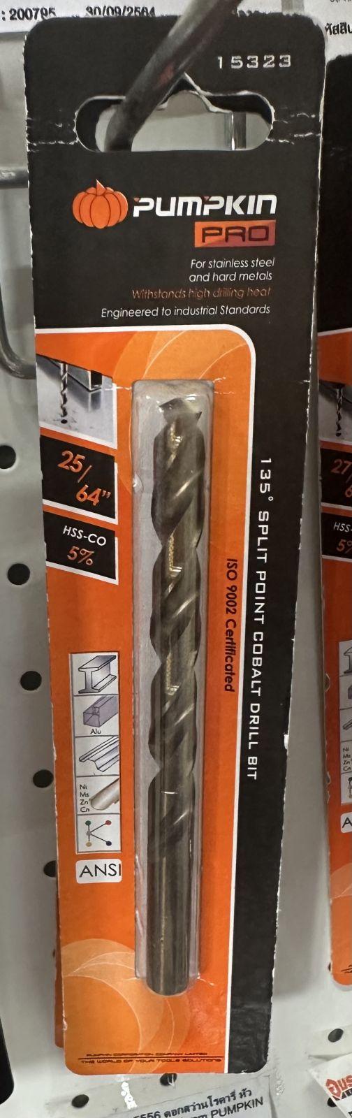 15323 ดอกสว่านเจาะเหล็ก โคบอลด์ 25/64" PUMPKIN