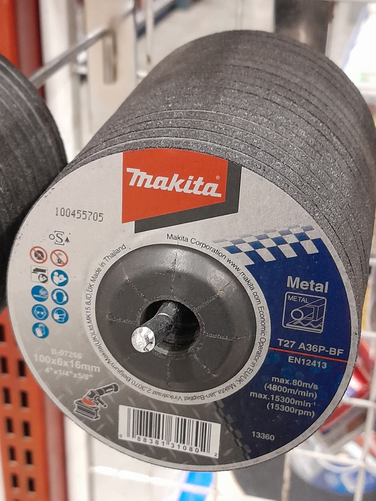 ใบเจียรเหล็ก 4" * 6 mm makita แท้  B-07266/MP003400