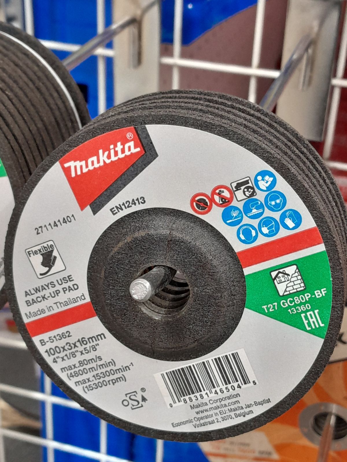 ใบเจียรกระจกและหิน makita รุ่น B51362 ขนาด 4 นิ้ว #GC80