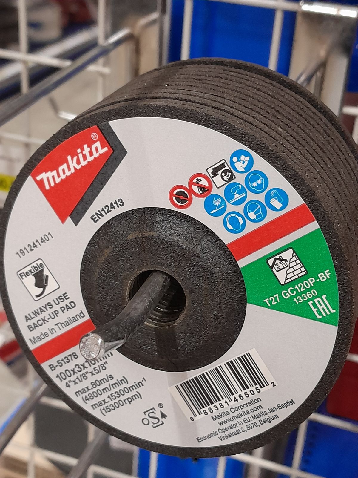 ใบเจียรกระจกและหิน makita รุ่น B51378 ขนาด 4 นิ้ว #GC120