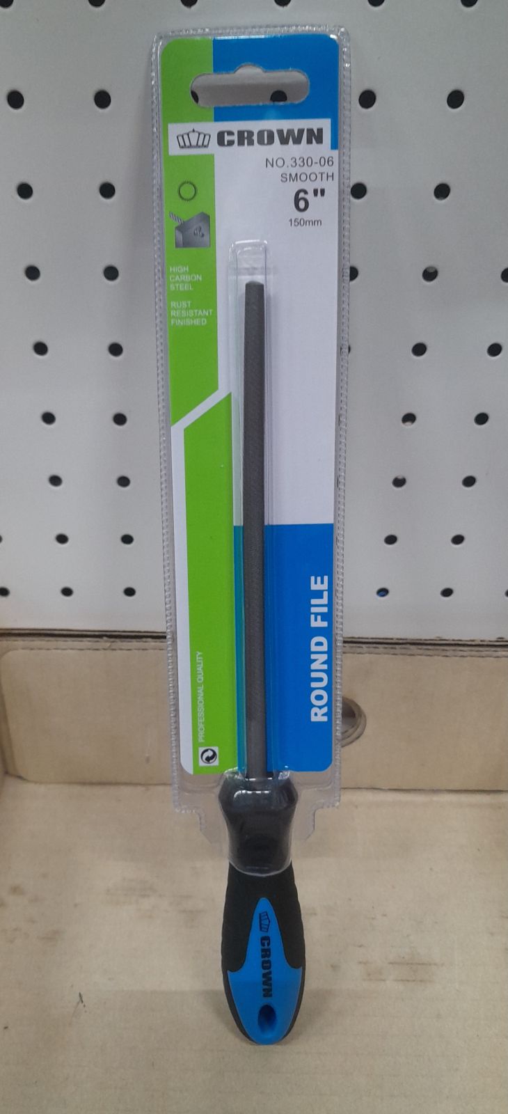 ตะไบสามเหลี่ยม 6" CROWN + ด้าม อัดแผง