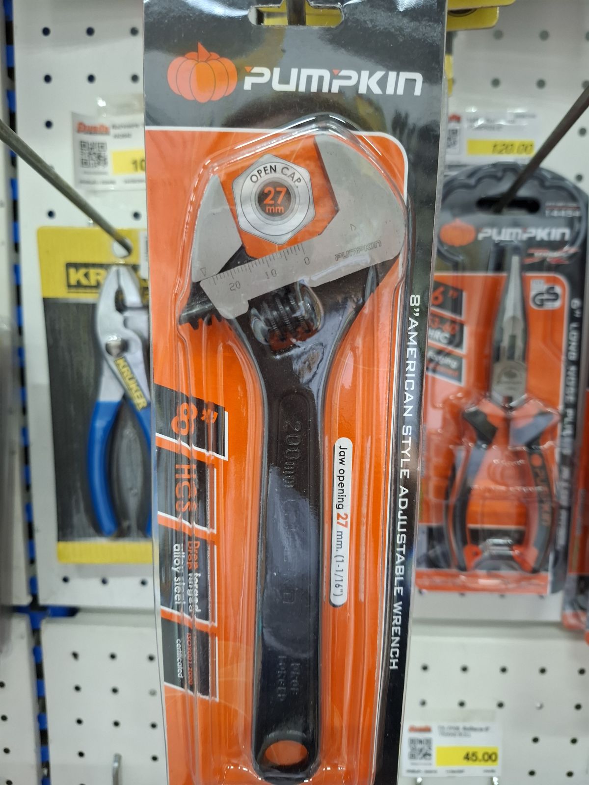 35112 ประแจเลื่อน ชุบดำ PUMPKIN 8"